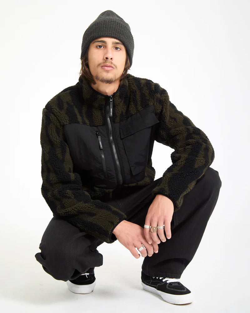 Load image into Gallery viewer, Volcom Men&#39;s Storm Stone Sherpa ZIp Sweatshirt Sage Leaf A4842300-SLE
