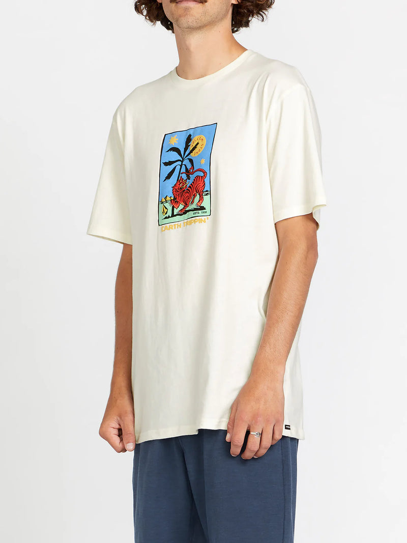 Load image into Gallery viewer, Volcom Men&#39;s Tarot Tiger Farm To Yarn T-Shirt Off White A5022401_OFW
