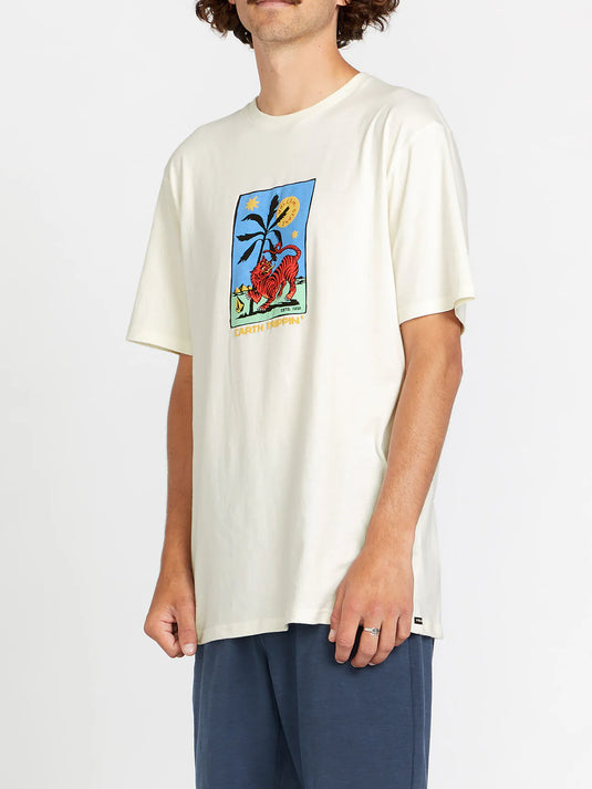 Volcom Men's Tarot Tiger Farm To Yarn T-Shirt Off White A5022401_OFW