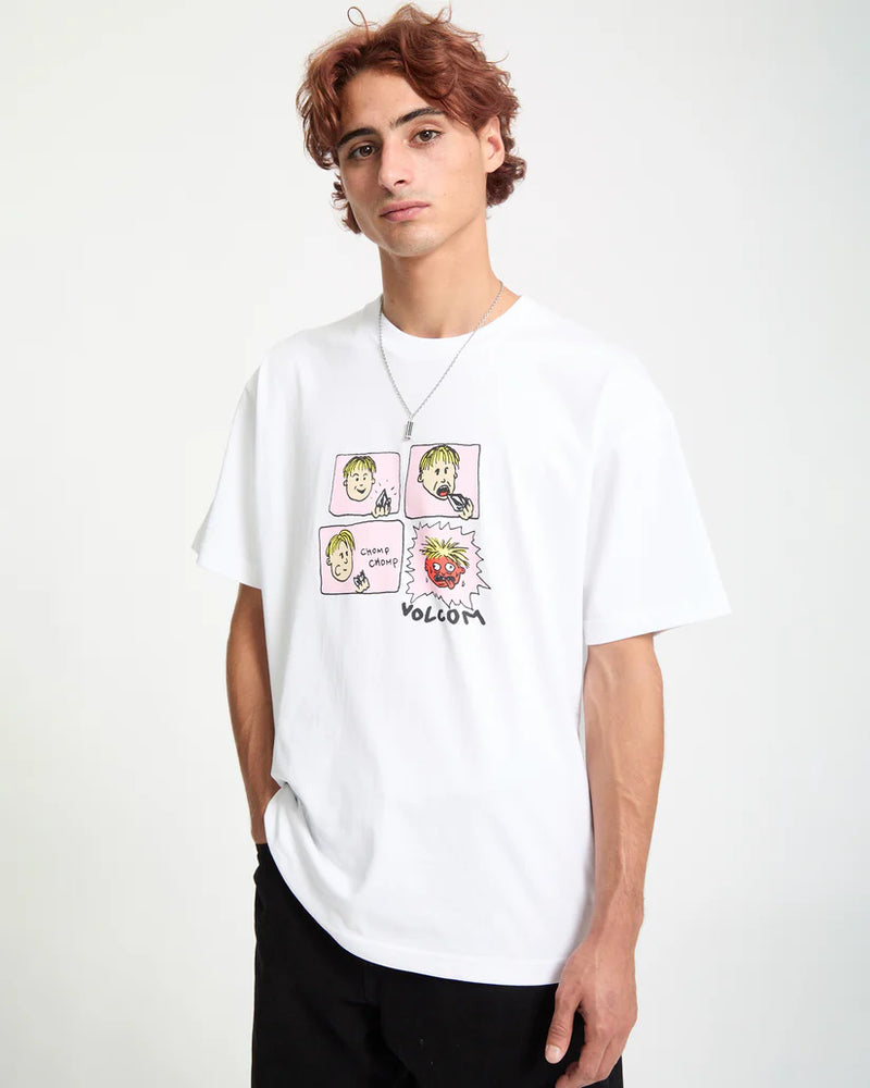 Load image into Gallery viewer, Volcom Men&#39;s Chomp Chomp T-Shirt White A5232558-WHT
