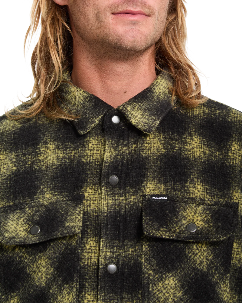 Load image into Gallery viewer, Volcom Men's Bowered II Fleece Shirt Mustard A5832601-MUS
