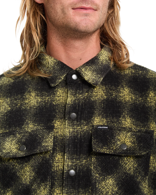 Volcom Men's Bowered II Fleece Shirt Mustard A5832601-MUS