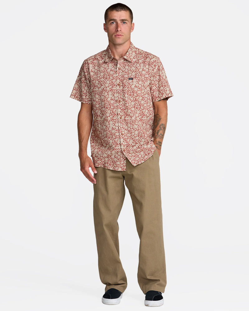 Load image into Gallery viewer, RVCA Men's Botanical Short Sleeve Shirt Rawhide AVYWT00521-RWH
