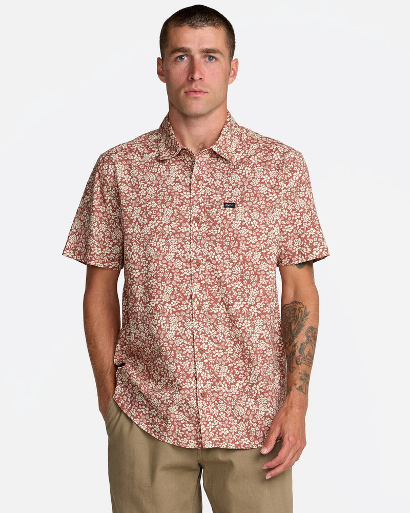 Load image into Gallery viewer, RVCA Men's Botanical Short Sleeve Shirt Rawhide AVYWT00521-RWH
