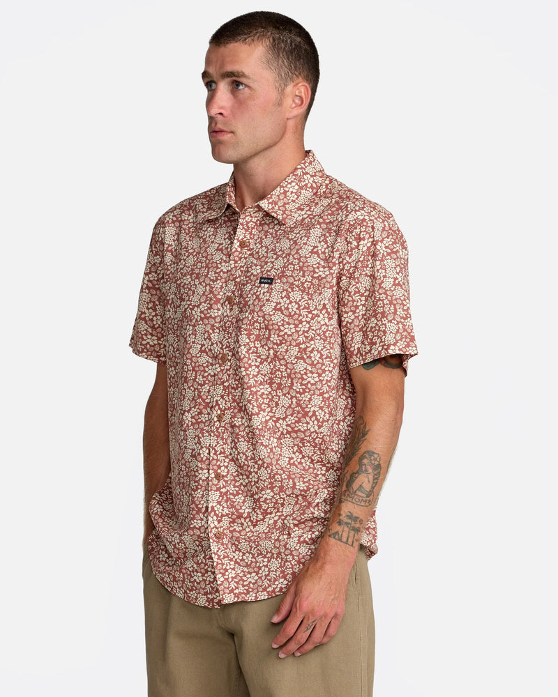 Load image into Gallery viewer, RVCA Men's Botanical Short Sleeve Shirt Rawhide AVYWT00521-RWH
