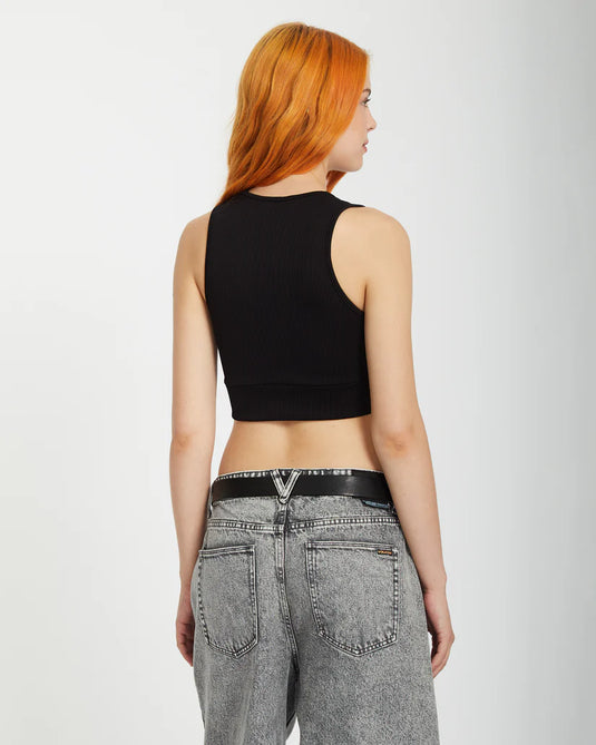 Volcom Women's Gimmestank Rip Top Black B0112507_BLK