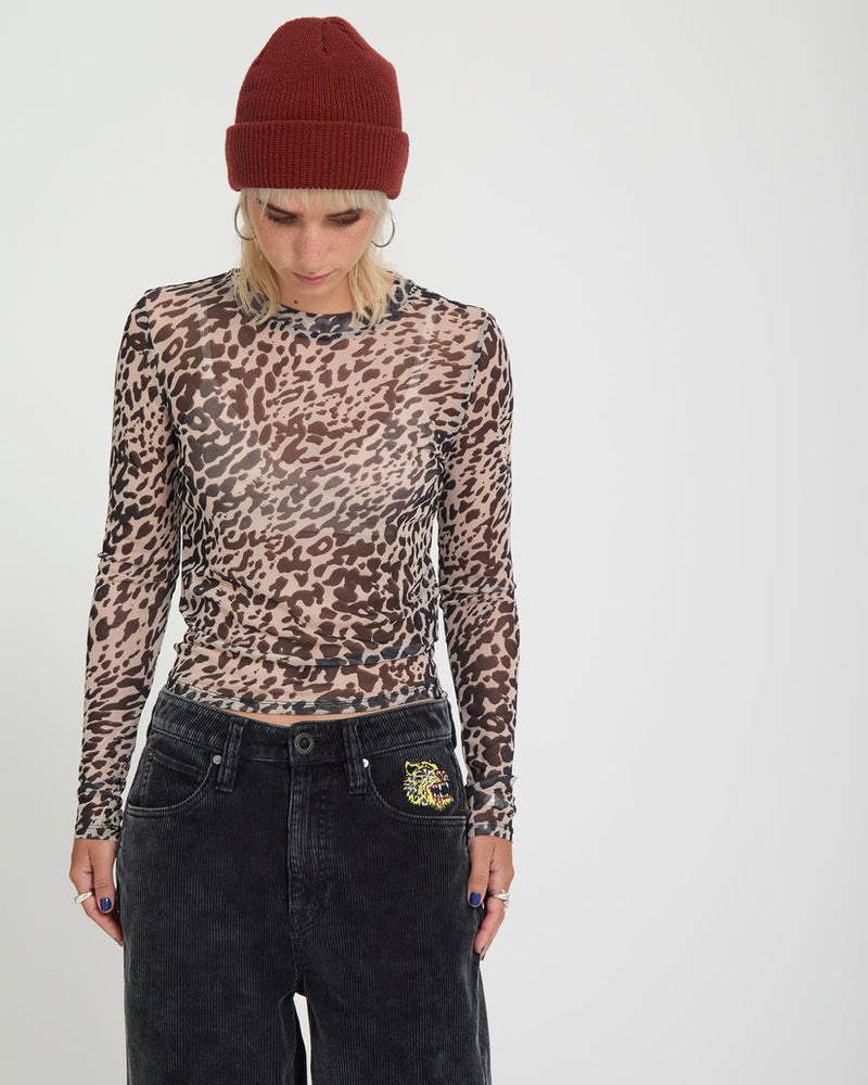Load image into Gallery viewer, Volcom Women's Tigardi Mesh Top Animal Print B0332601-ANM
