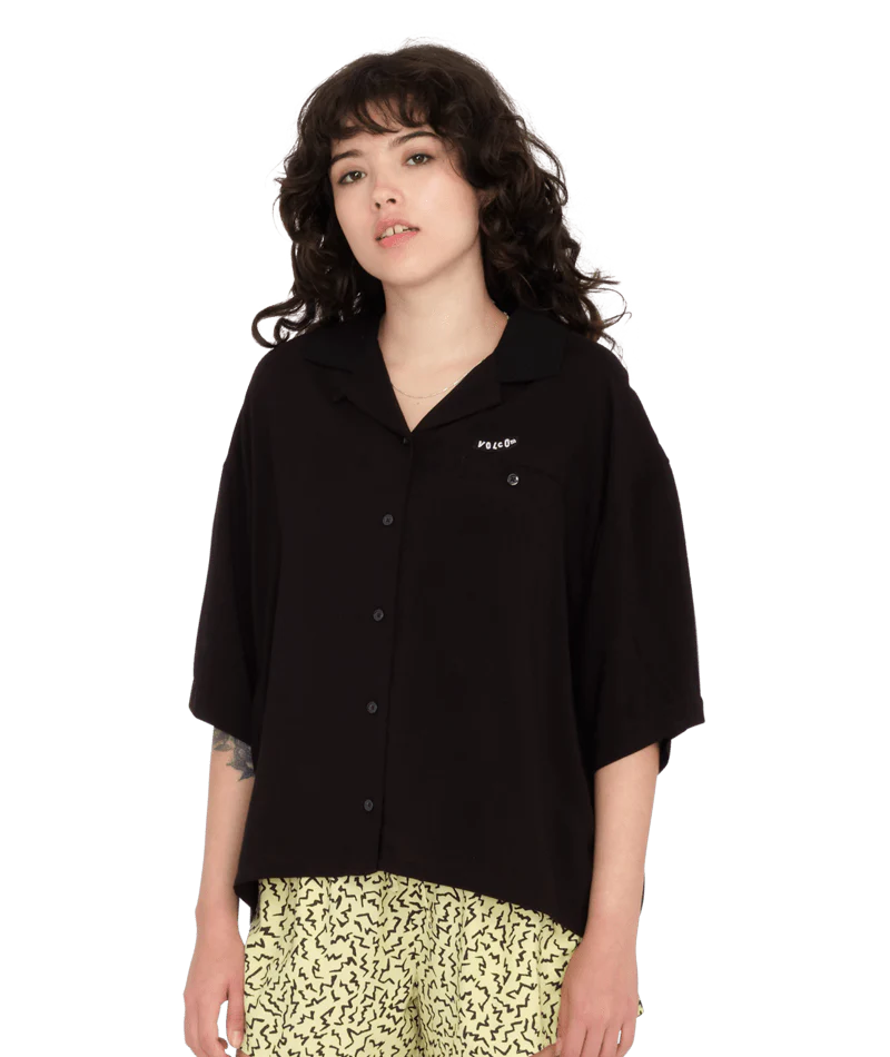 Load image into Gallery viewer, Volcom Women&#39;s Servistone Shirt Black B0412408_BLK
