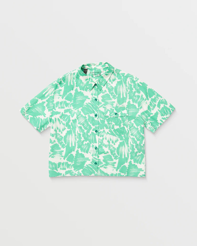 Load image into Gallery viewer, Volcom Women&#39;s Alix 2 Short Sleeve Shirt Jade B0412505_JDE
