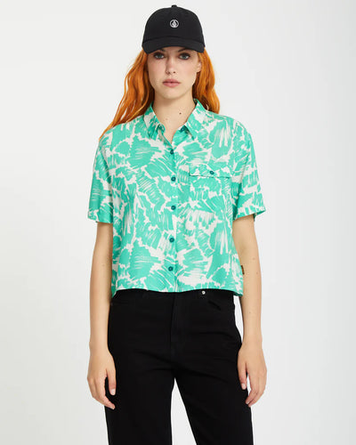 Volcom Women's Alix 2 Short Sleeve Shirt Jade B0412505_JDE