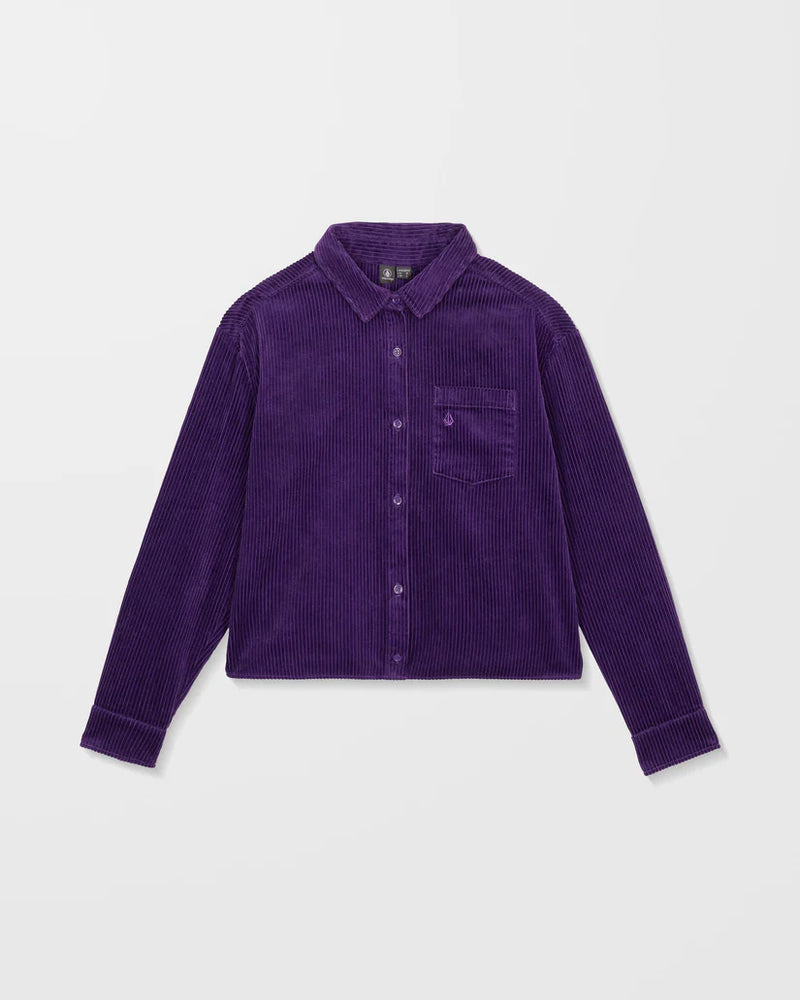 Load image into Gallery viewer, Volcom Womens&#39; Weellow Corduroy Shirt Acai B0532404_ACI
