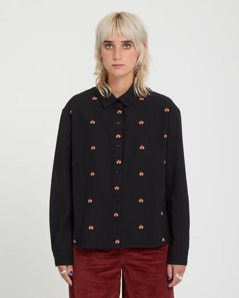 Load image into Gallery viewer, Volcom Women's Ozzy Shirt Black B0532602-BLK
