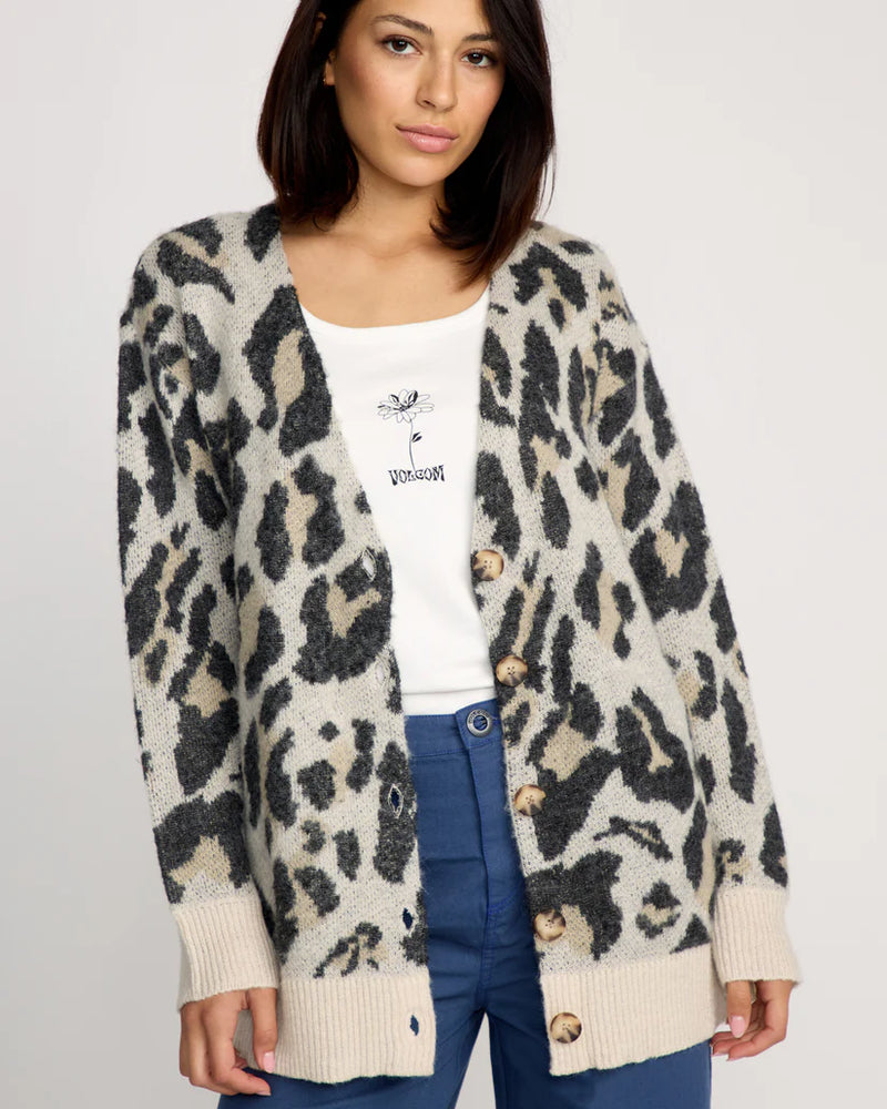 Load image into Gallery viewer, Volcom Womens&#39; Wylding Out Cardigan Animal Print B0732508_ANM
