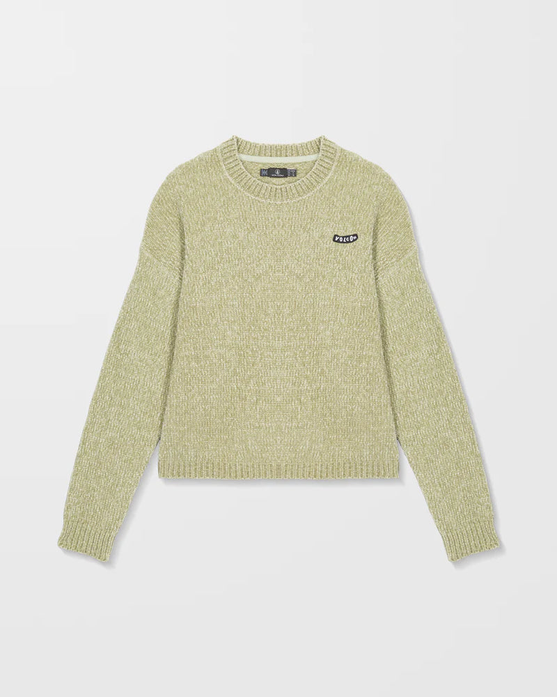 Load image into Gallery viewer, Volcom Womens&#39; Bubble Tease Sweater Green Tea B0742300_GRT
