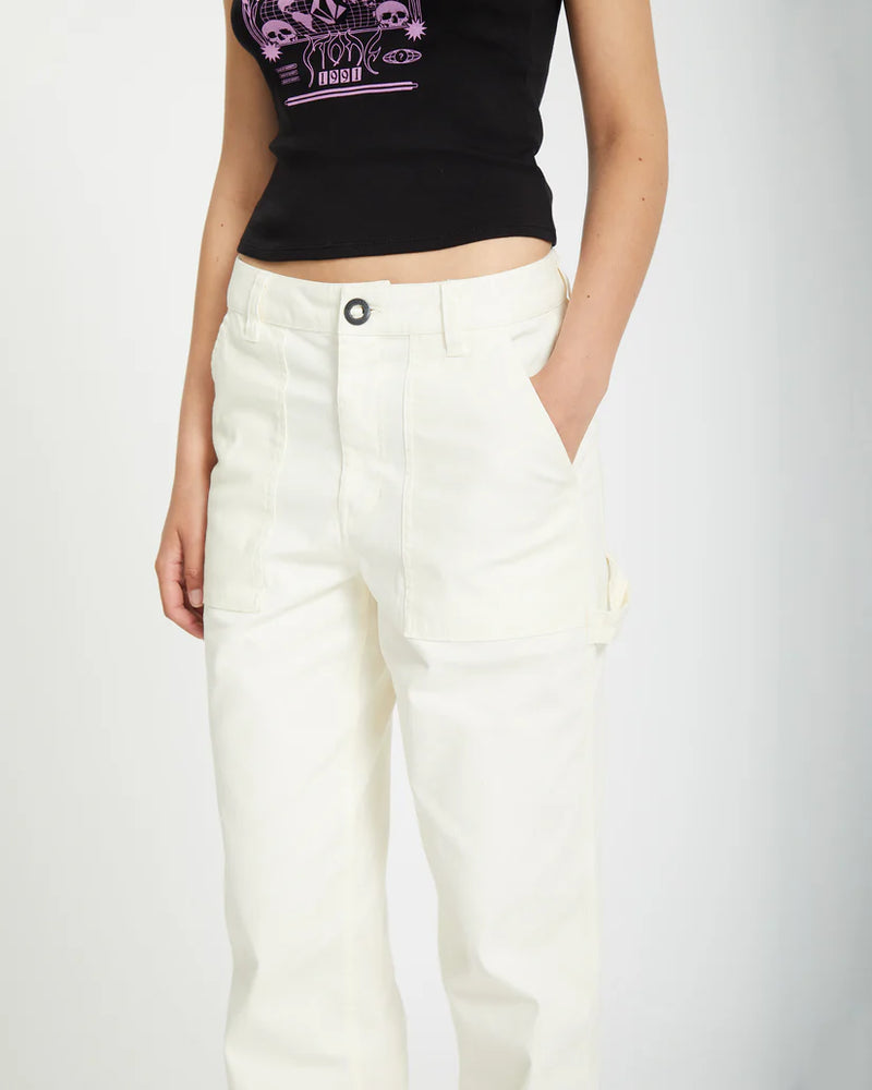 Load image into Gallery viewer, Volcom Women&#39;s Stone Kraft Pants Star White B1112401_SWH

