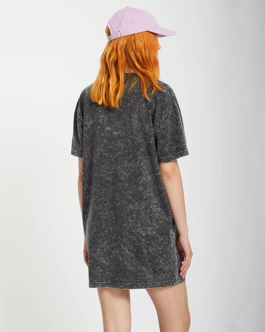 Volcom Women's Alix Short Sleeve Tee Dress Vintage Black B1312513_VBK