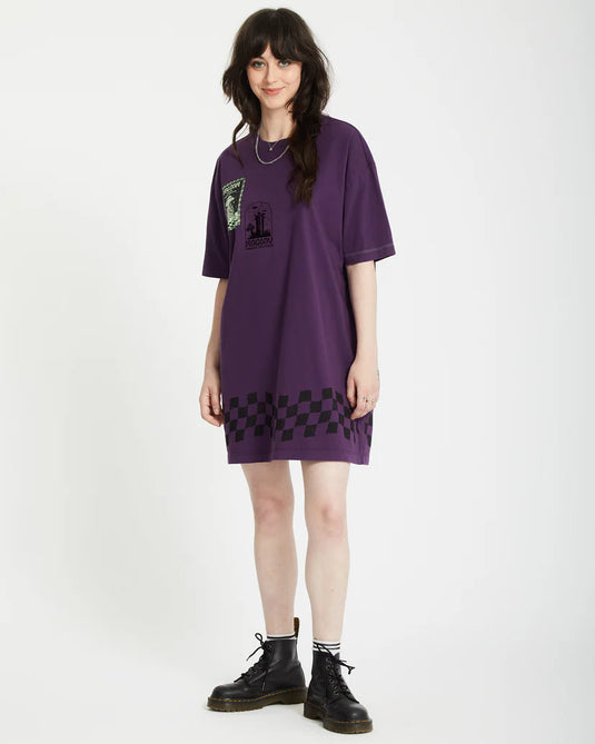 Volcom Women's Filip Rygalski Tee Dress Grape Royale B1312516_GPR