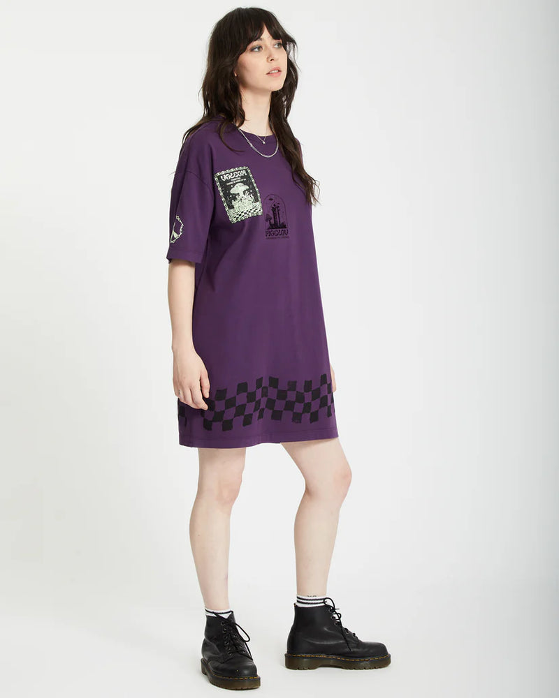 Load image into Gallery viewer, Volcom Women&#39;s Filip Rygalski Tee Dress Grape Royale B1312516_GPR
