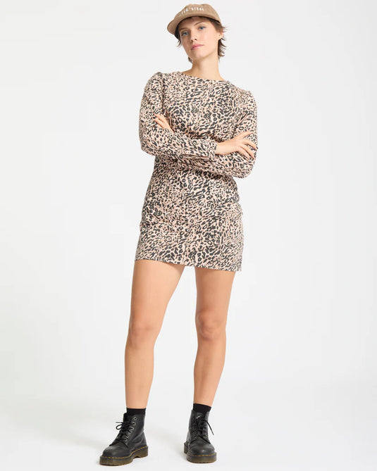 Volcom Women's Wylding Out Dress Animal Print B1332512-ANM