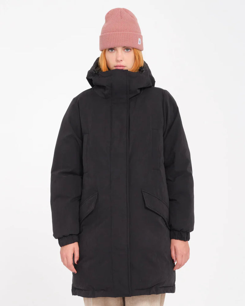 Load image into Gallery viewer, Volcom Women&#39;s Sleepi Puff Up Parka Jacket Black B1732502_ACI
