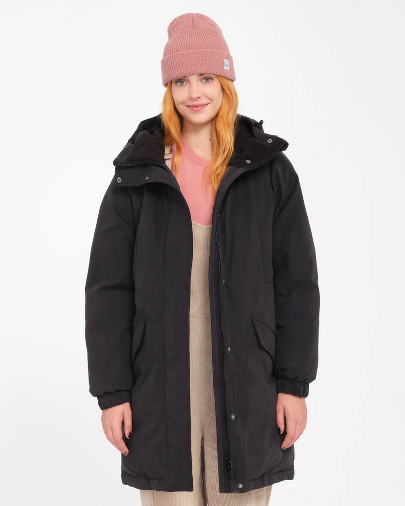 Load image into Gallery viewer, Volcom Women&#39;s Sleepi Puff Up Parka Jacket Black B1732502_ACI
