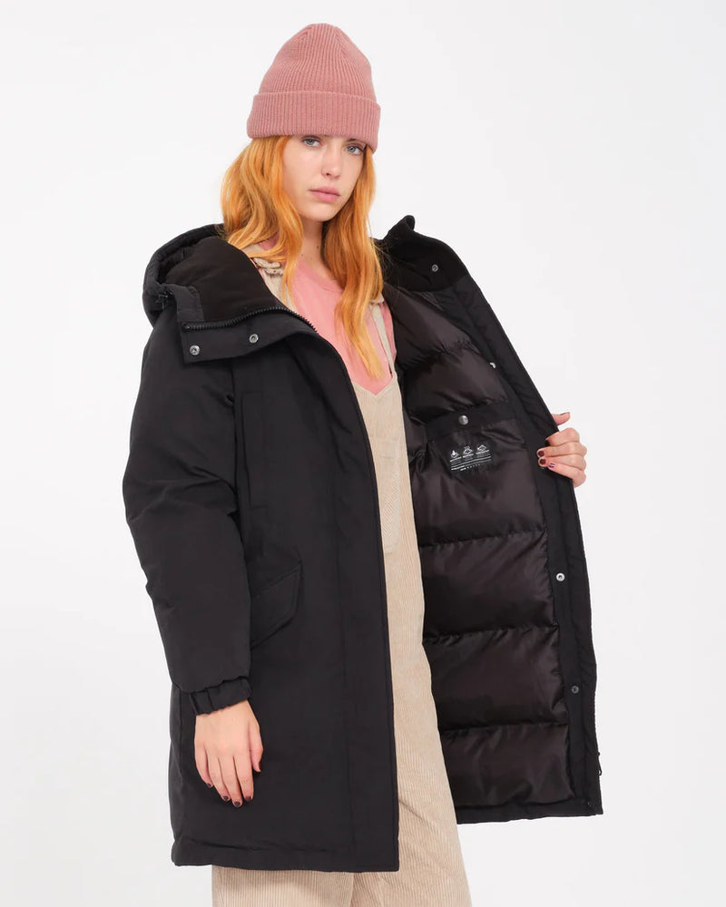 Load image into Gallery viewer, Volcom Women&#39;s Sleepi Puff Up Parka Jacket Black B1732502_ACI

