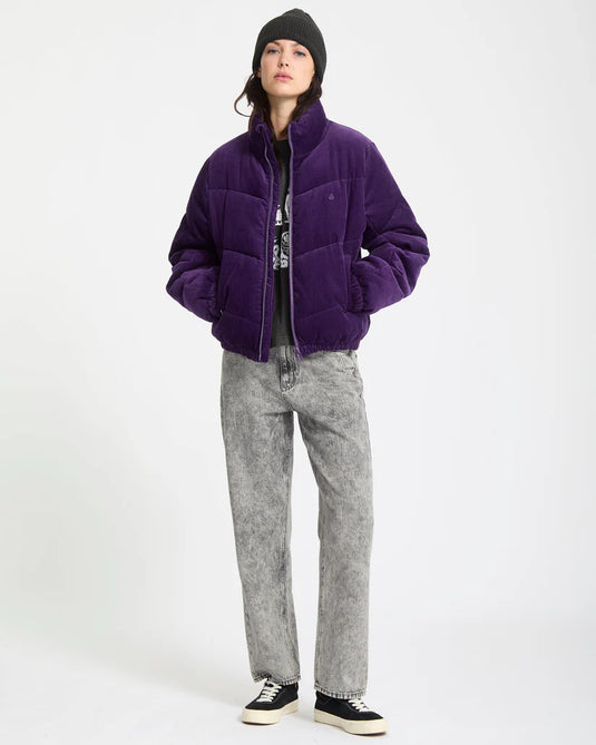 Volcom Women's Cord N Stone Puff Jacket Acai B1732502_ACI