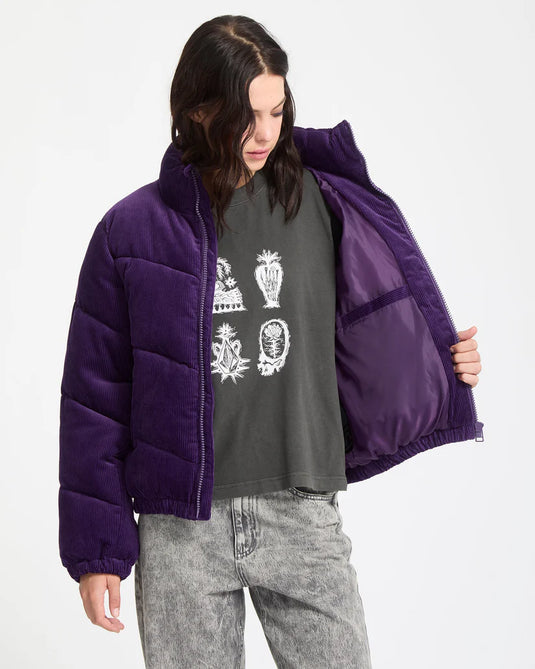 Volcom Women's Cord N Stone Puff Jacket Acai B1732502_ACI