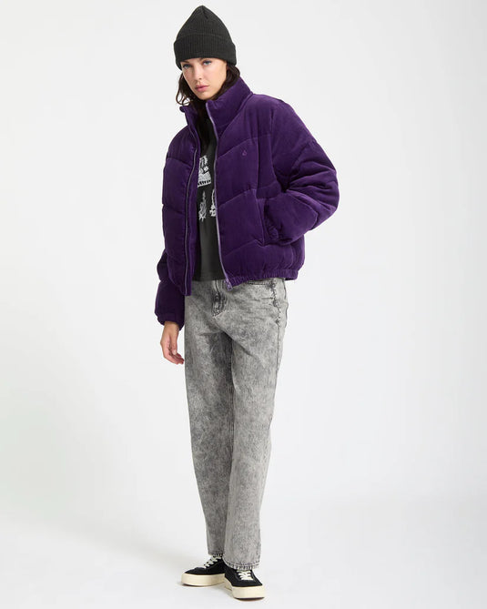 Volcom Women's Cord N Stone Puff Jacket Acai B1732502_ACI