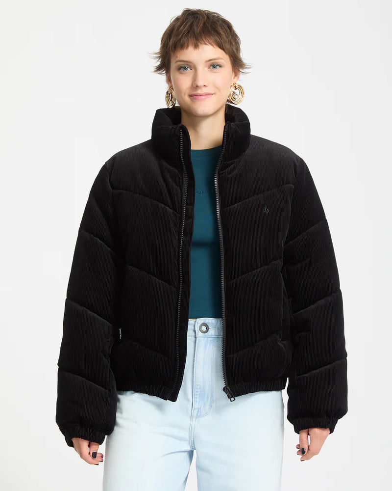 Load image into Gallery viewer, Volcom Women&#39;s Cord N Stone Puff Jacket Black B1732502_BLK
