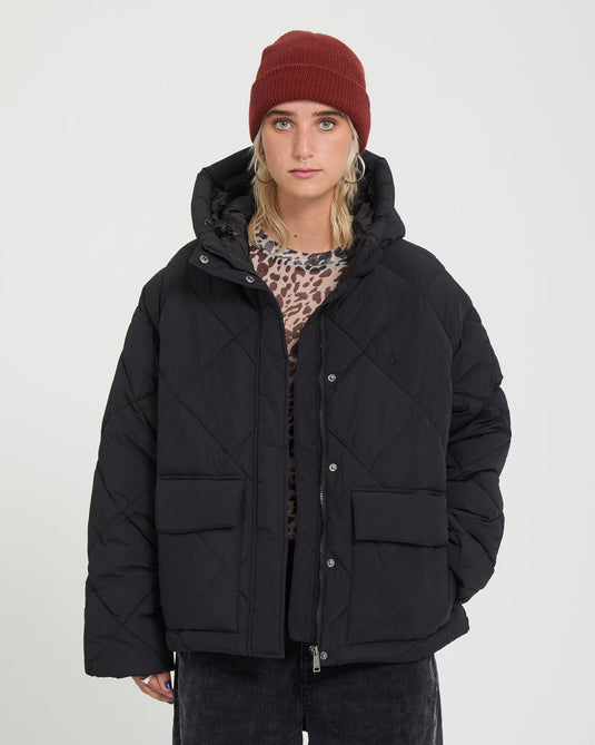 Volcom Women's Out Of Boxy Puff Jacket Black B1732603-BLK