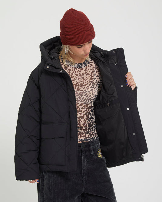 Volcom Women's Out Of Boxy Puff Jacket Black B1732603-BLK
