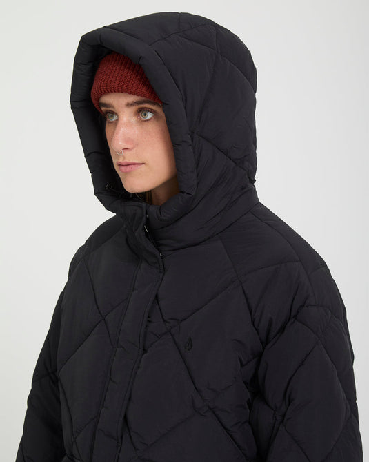 Volcom Women's Out Of Boxy Puff Jacket Black B1732603-BLK