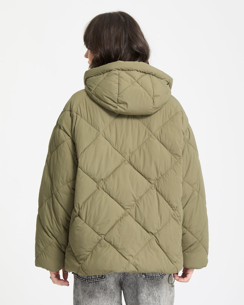 Load image into Gallery viewer, Volcom Women's Out Of Boxy Puff Jacket Wintermoss B1732603-WMS
