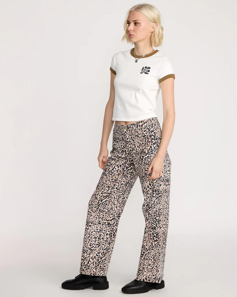 Load image into Gallery viewer, Volcom Womens&#39; Stoned Boyfriend Lowrise Jeans Animal Print B1932503_ANM
