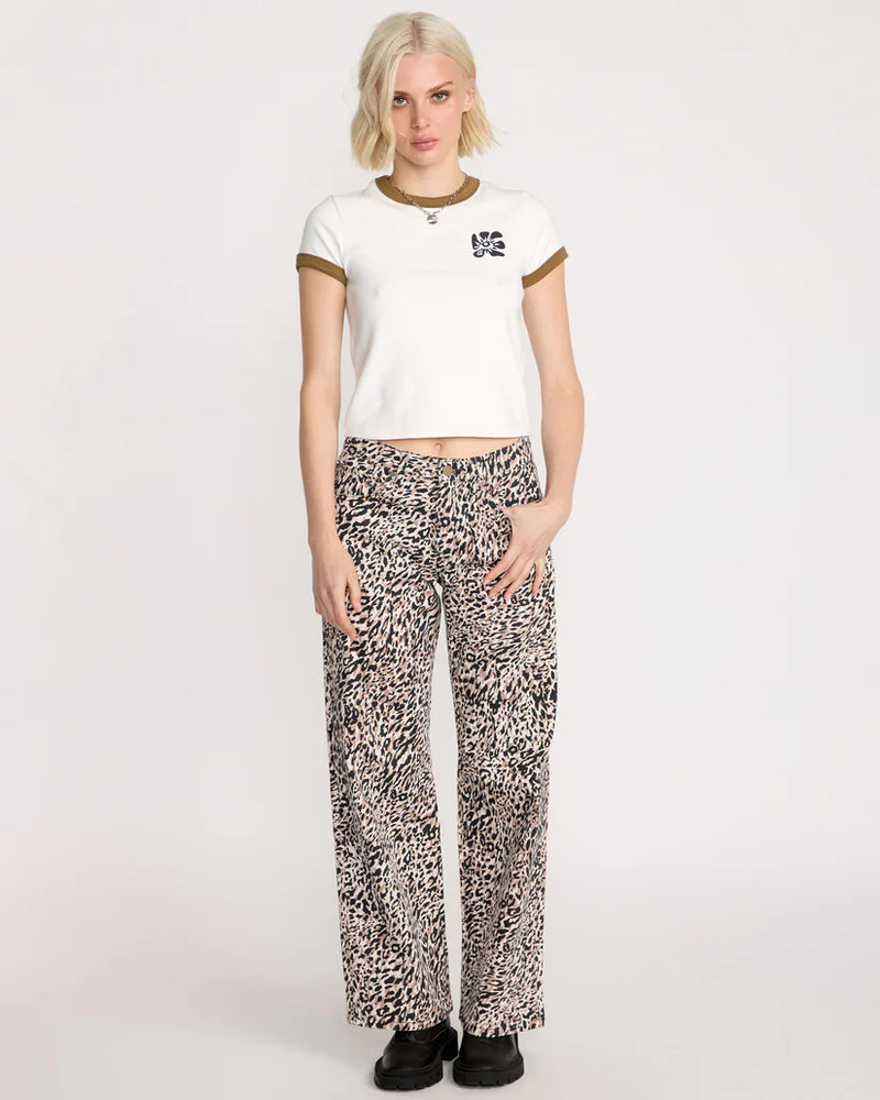 Load image into Gallery viewer, Volcom Womens&#39; Stoned Boyfriend Lowrise Jeans Animal Print B1932503_ANM
