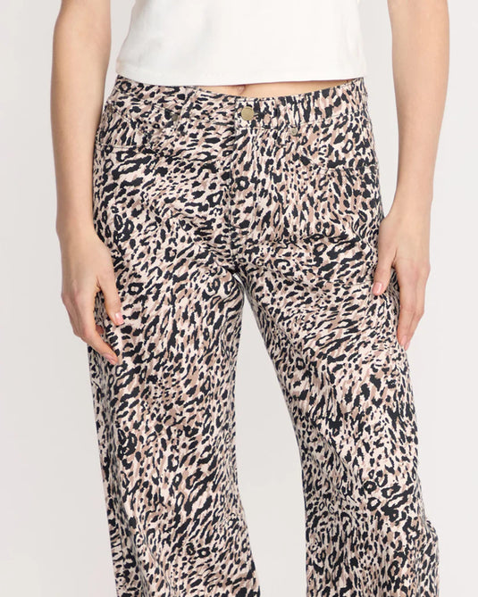 Volcom Women's Stoned Boyfriend Lowrise Jeans Animal Print B1932503_ANM