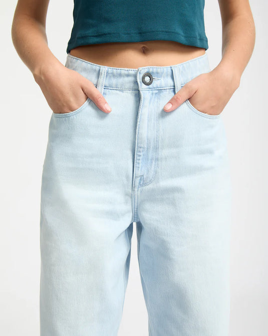 Volcom Women's Weellow II Denim Pants Bleached Aqua B1932505-BLA