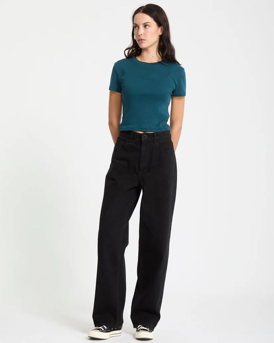 Volcom Women's Weellow II Denim Pants Black B1932505-BLK