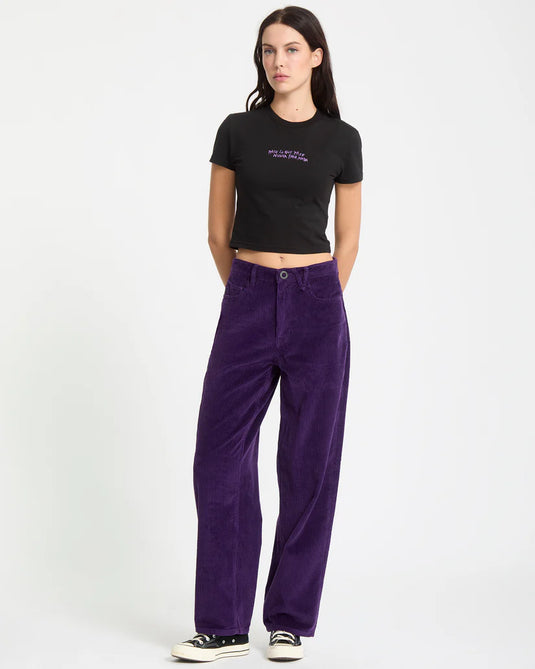 Volcom Women's Weellow II Corduroy Pants Acai B1932506-ACI