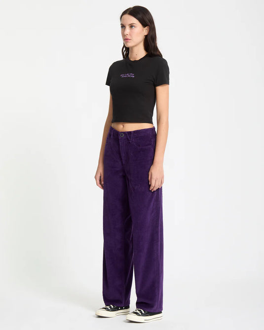 Volcom Women's Weellow II Corduroy Pants Acai B1932506-ACI