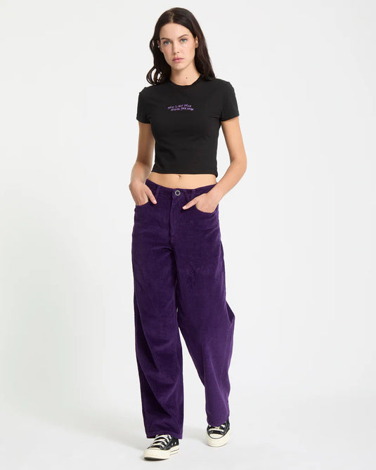 Volcom Women's Weellow II Corduroy Pants Acai B1932506-ACI