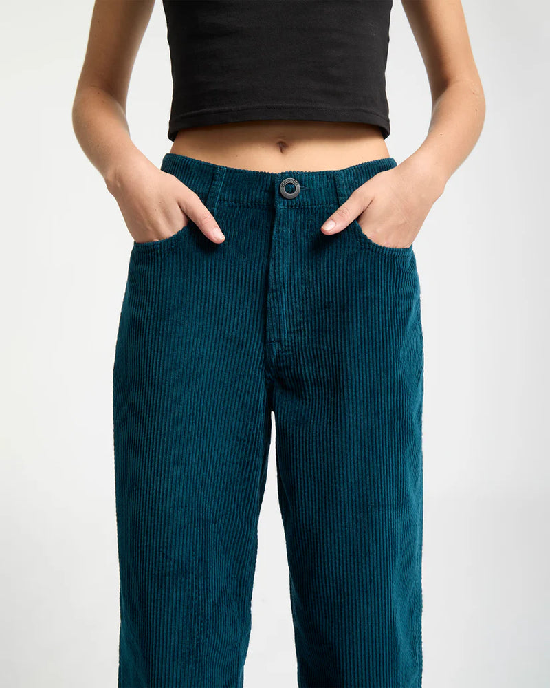Load image into Gallery viewer, Volcom Women&#39;s Weellow II Corduroy Pants Emerald Green B1932506-EMG
