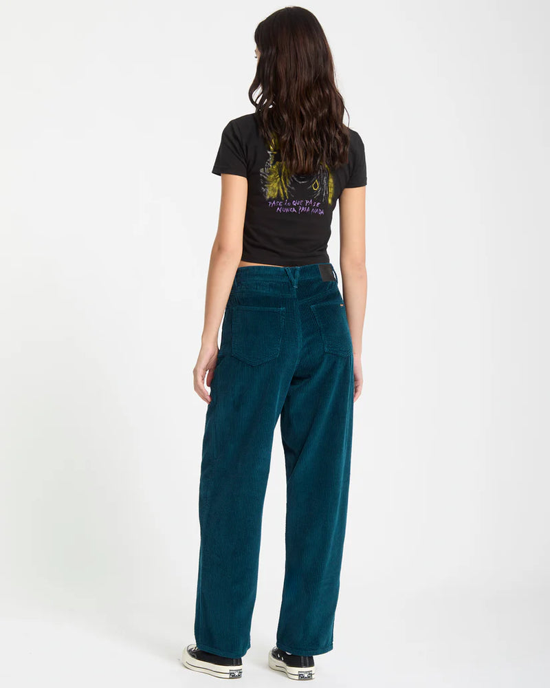 Load image into Gallery viewer, Volcom Women&#39;s Weellow II Corduroy Pants Emerald Green B1932506-EMG
