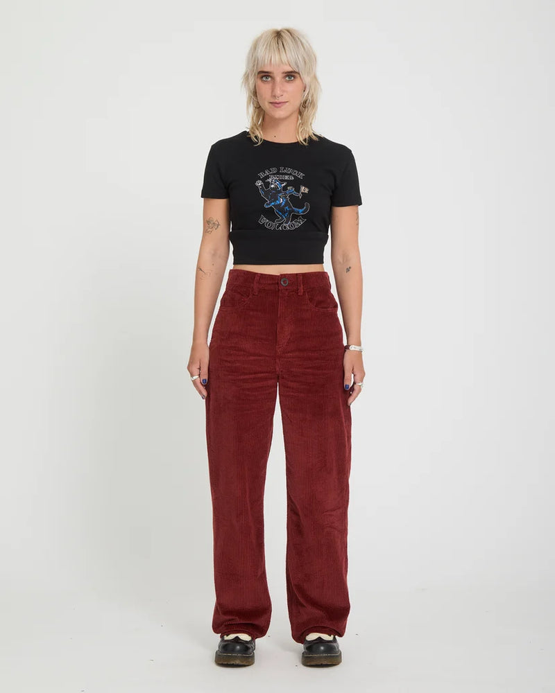 Load image into Gallery viewer, Volcom Women's Weellow II Corduroy Trousers Brick B1932601-BRK
