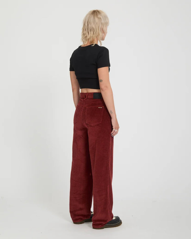Load image into Gallery viewer, Volcom Women's Weellow II Corduroy Trousers Brick B1932601-BRK

