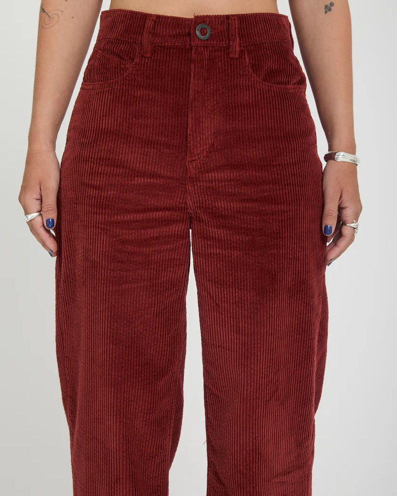 Load image into Gallery viewer, Volcom Women's Weellow II Corduroy Trousers Brick B1932601-BRK
