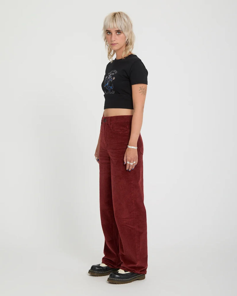Load image into Gallery viewer, Volcom Women's Weellow II Corduroy Trousers Brick B1932601-BRK
