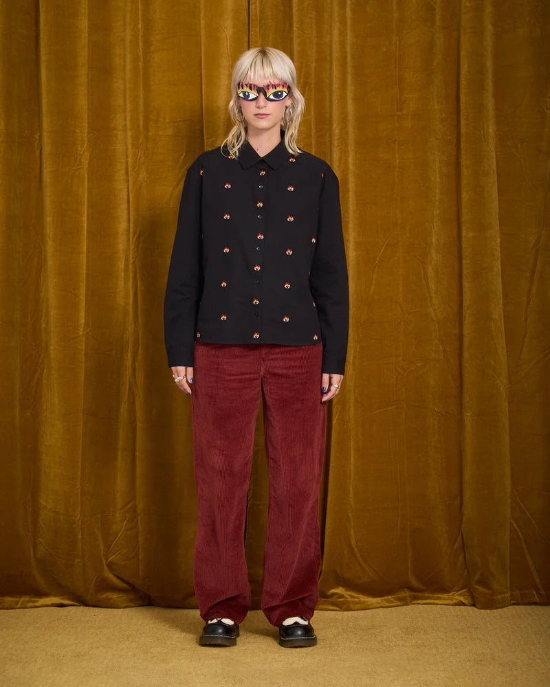 Load image into Gallery viewer, Volcom Women's Weellow II Corduroy Trousers Brick B1932601-BRK
