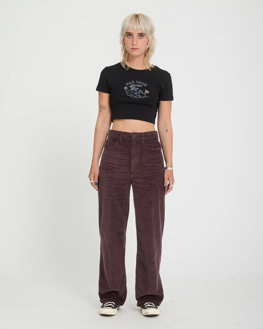 Volcom Women's Weellow II Corduroy Pants Raisin B1932601-RSN